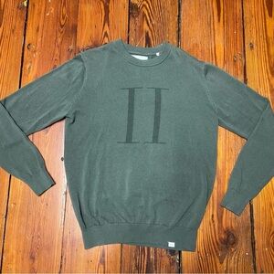Les Deux Men’s Encore Linen Intarsia Knit Crewneck Sweater Size M Chive Green